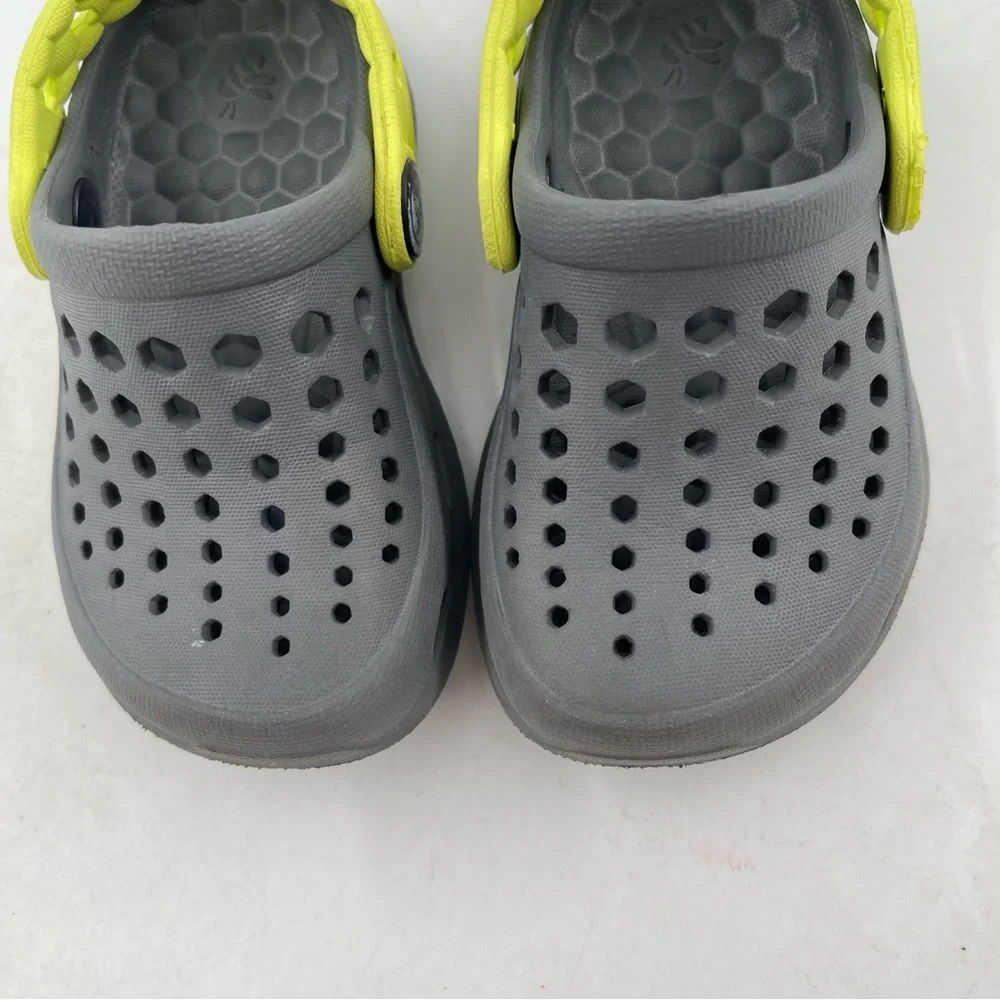 Joybees Unisex Toddler Gray Yellow Ventilated Mules Clogs Shoes - Size 4/5 Child